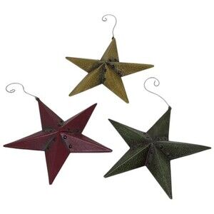 Metal Stars Yellow Green Yellow Hanger Hook Ornaments Country Folk Art Lot 3